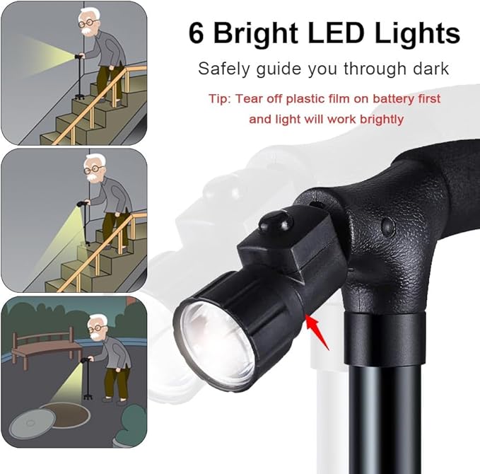 Foldable Walking Cane with LED Light